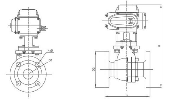 Q941F电动法兰球阀主要外形及连接尺寸