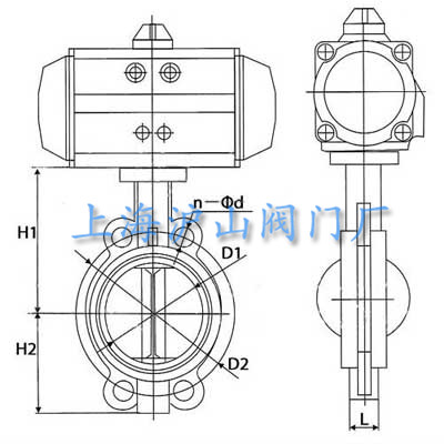 D671X气动对夹式软密封蝶阀结构图