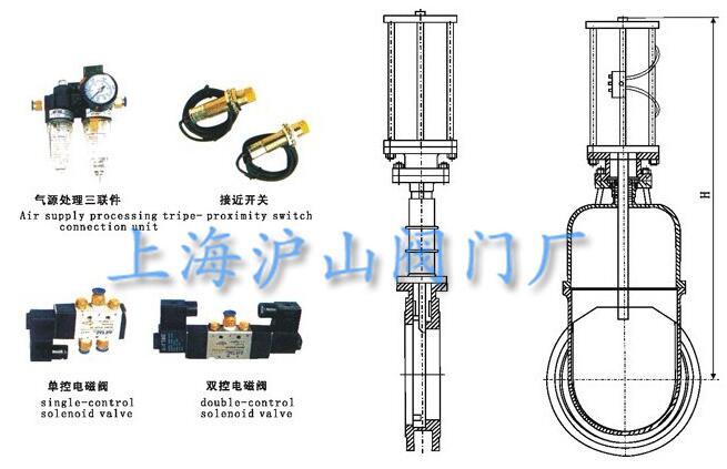 气动加长杆刀型闸阀连接尺寸